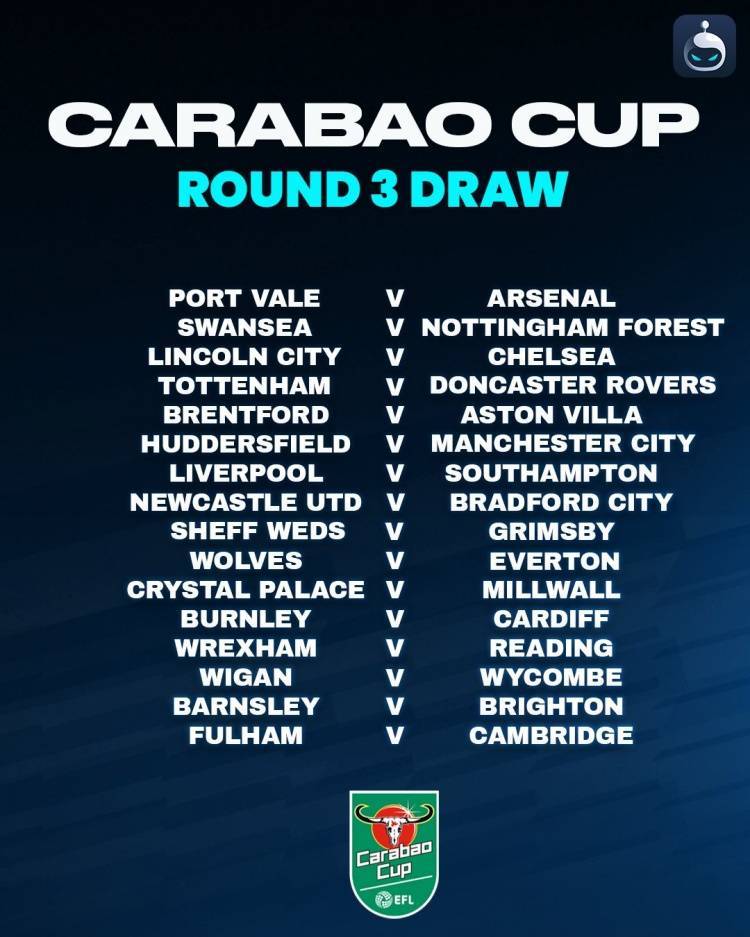 英格兰联赛杯第三轮抽签结果揭晓，利物浦将对阵南安普顿